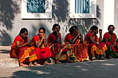 Pondicherry, Tamil Nadu. Pilgrims at the Aurobindo Ashram.  